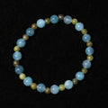Blue Aquamarine & Olive Stone Bracelet — Handmade Beaded Stretch Bracelet