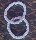 White Disc & Gold Bead Stretch Bracelet