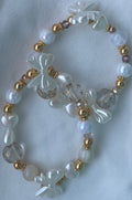 Pearl Bow & Heart Star Crystal Stretch Bracelet