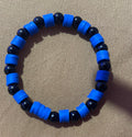 handmade Blue & Black Beaded Stretch Bracelet