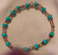 Turquoise & Champagne Crystal Beaded Bracelet