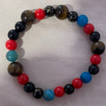 Dragon Vein Agate, Red Coral & Turquoise Natural Stone Bracelet