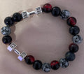 Red Tiger Eye & Marble Dumbbell Weight Charm Bracelet
