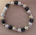 Black & White Cross Bead Bracelet with Silver & Gold Accents