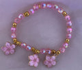 Pink Crystal Sakura Flower Charm Bracelet