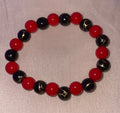 Red Coral & Black Gold Swirl Dragon Vein Agate Bracelet