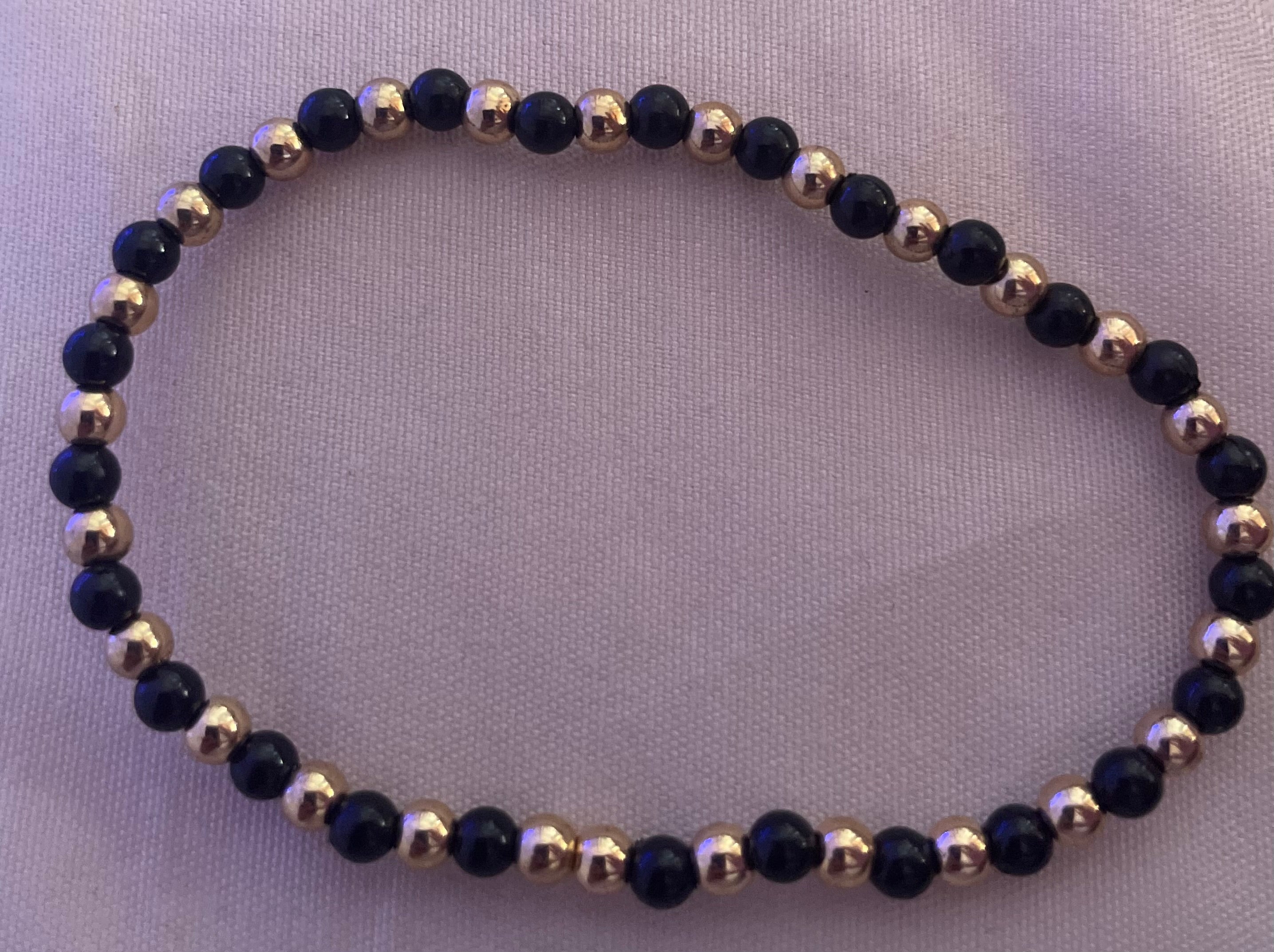Black & Gold Hematite Beaded Stretch Bracelet