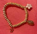 Gold & White Heishi Disc Bracelet with White Flower, Gold Star & Shell Charms