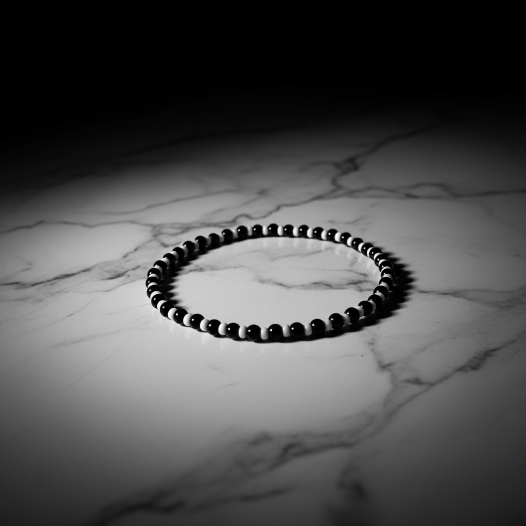 Black Onyx & White Seed Bead Bracelet